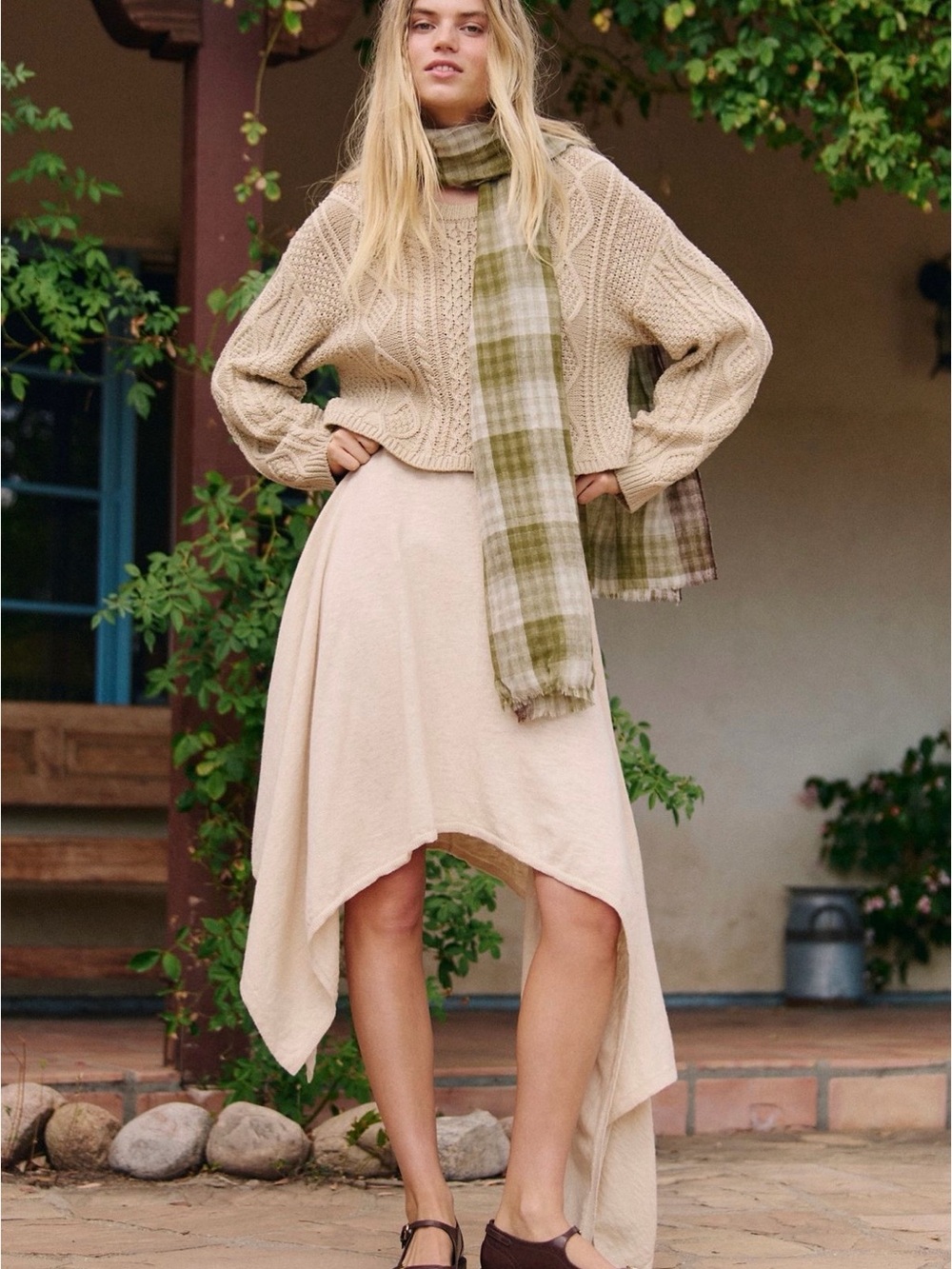Free People Asymmetric Hem Women's Cotton/ Linen Skirt